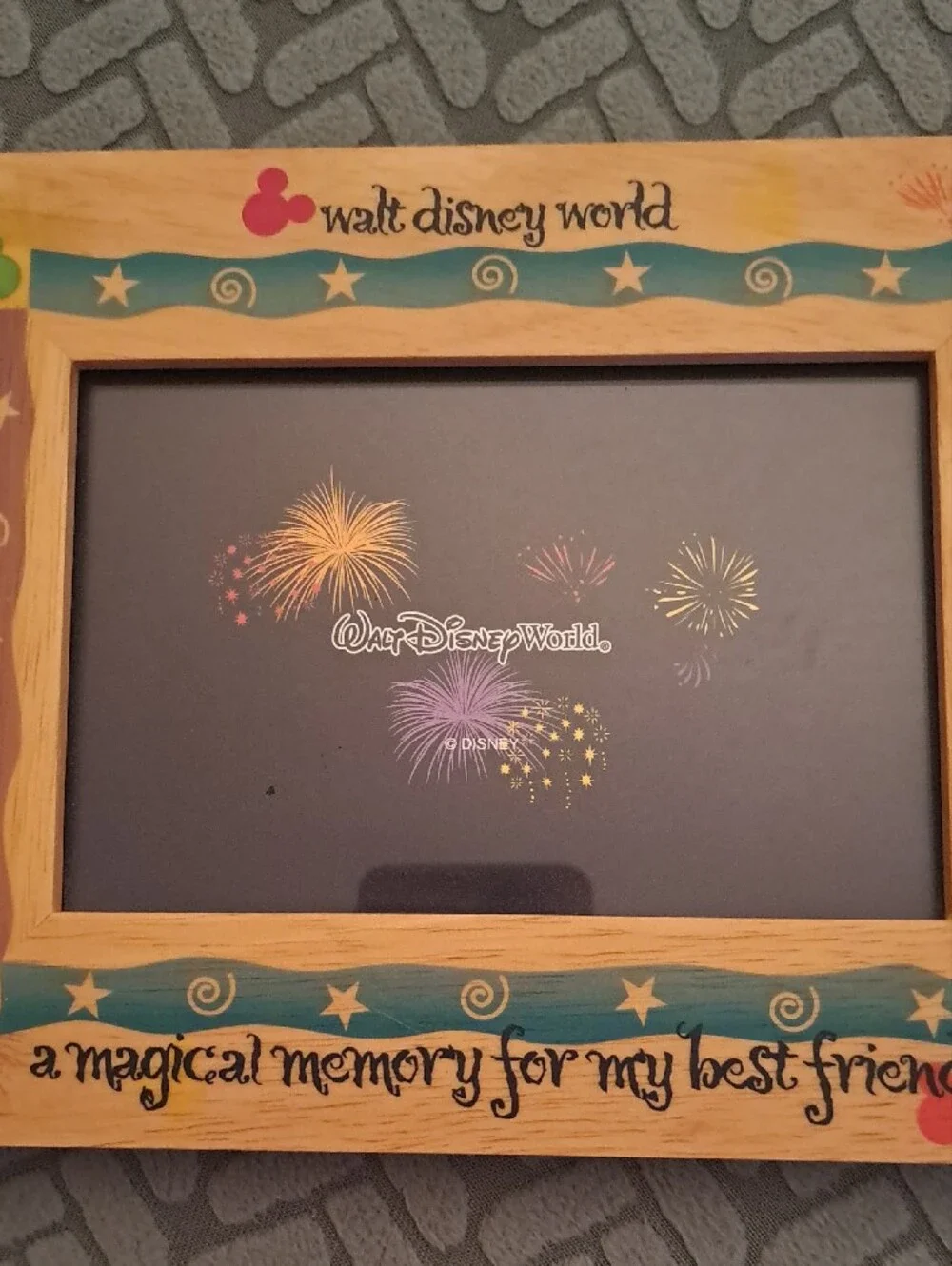 Disney Wooden Photo Frame with Teal, Purple, Red and Green Accents